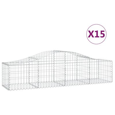 vidaXL Συρματοκιβώτια Τοξωτά 15 τεμ. 200x50x40/60 εκ. Γαλβαν. Ατσάλι