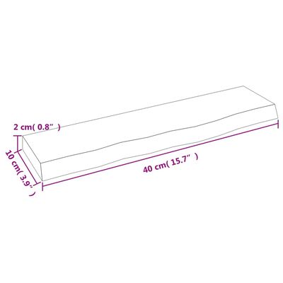 vidaXL Ράφι Τοίχου Σκούρο Καφέ 40x10x2 εκ. Επεξεργ. Μασίφ Ξύλο Δρυός