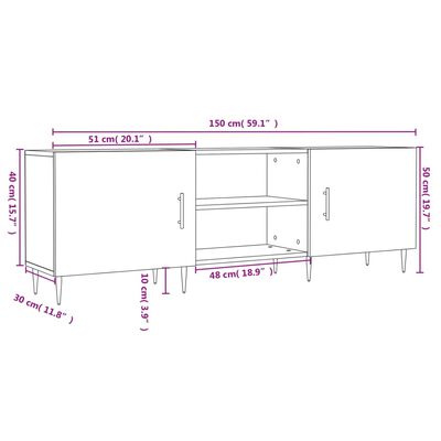 vidaXL Έπιπλο Τηλεόρασης Γκρι Σκυροδέματος 150x30x50 εκ. Επεξ. Ξύλο