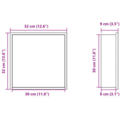 vidaXL Εσοχή Ντους Βουρστ. Μαύρο Ματ 32x32x9 εκ. Αν. Ατσάλι