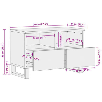 vidaXL Έπιπλο Τηλεόρασης 70x34x46 εκ. από Μασίφ Ξύλο Ακακίας