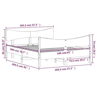 vidaXL Σκελετός Κρεβ. Χωρίς Στρώμα Λευκό 160x200 εκ Μασίφ Πεύκο