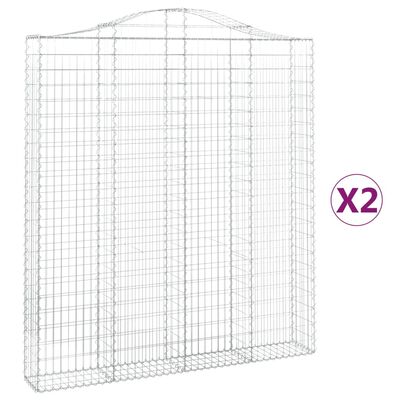 vidaXL Συρματοκιβώτια Τοξωτά 2 τεμ. 200x30x220/240 εκ. Γαλβαν. Ατσάλι