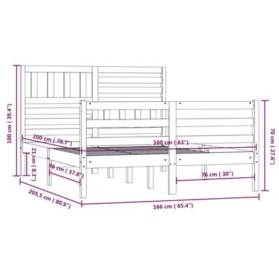 vidaXL Σκελετός Κρεβατιού Χωρίς Στρώμα 160x200 εκ Μασίφ Ξύλο