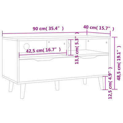 vidaXL Έπιπλο Τηλεόρασης Καπνιστή Δρυς 90x40x48,5 εκ. Μοριοσανίδα