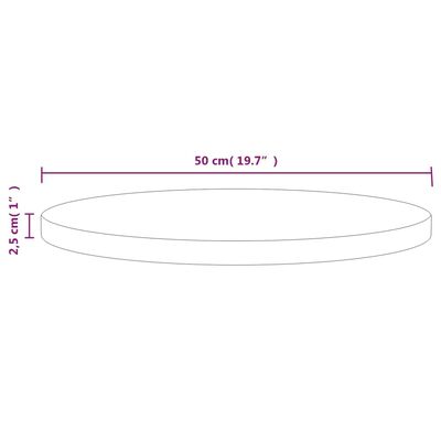 vidaXL Επιφάνεια Τραπεζιού Ø50x2,5 εκ. από Μασίφ Ξύλο Πεύκου