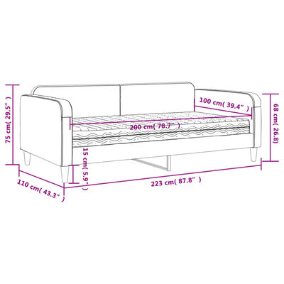 vidaXL Καναπές Κρεβάτι με Στρώμα Σκούρο Γκρι 100 x 200 εκ. Υφασμάτινο