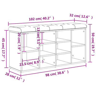 vidaXL Παπουτσοθήκη Sonoma Δρυς 102x32x50 εκ. από Επεξεργασμένο Ξύλο