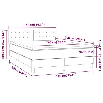 vidaXL Κρεβάτι Boxspring με Στρώμα Ανοιχτό Γκρι 140x200 εκ. Υφασμάτινο