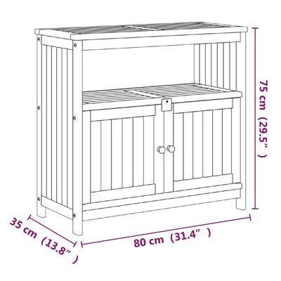 vidaXL Τραπέζι Κονσόλα Κήπου 80x35x75 εκ. από Μασίφ Ξύλο Ακακίας