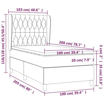 vidaXL Κρεβάτι Boxspring με Στρώμα Taupe 100 x 200 εκ. Υφασμάτινο