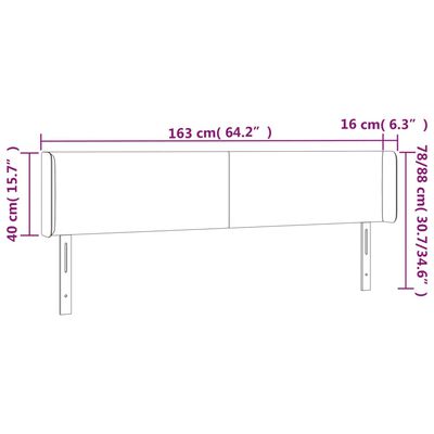 vidaXL Κεφαλάρι Κρεβατιού LED Λευκό 163x16x78/88 εκ. Συνθετ. Δέρμα