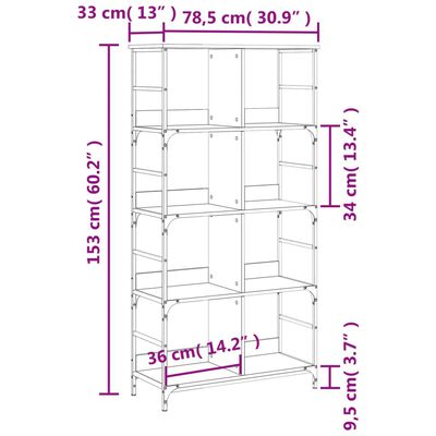 vidaXL Βιβλιοθήκη Sonoma Δρυς 78,5x33x153 εκ. Επεξεργασμένο Ξύλο