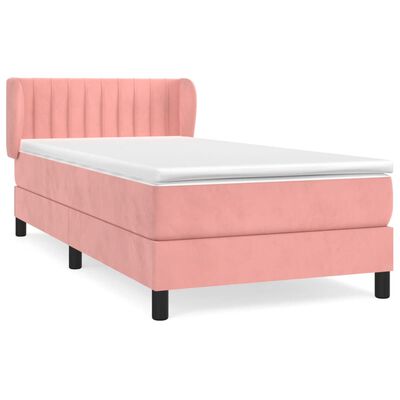 vidaXL Κρεβάτι Boxspring με Στρώμα Ροζ 100x200 εκ. Βελούδινο