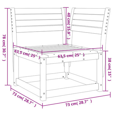 vidaXL Καναπές Κήπου Γωνιακός 73x73x78εκ. από Μασίφ Ξύλο Ψευδοτσούγκας