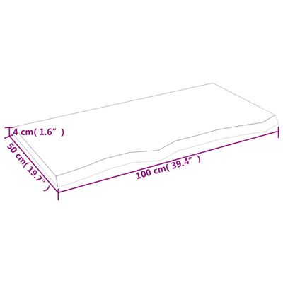 vidaXL Πάγκος Μπάνιου Αν. Καφέ 100x50x(2-4) εκ. Επεξεργ. Μασίφ Ξύλο