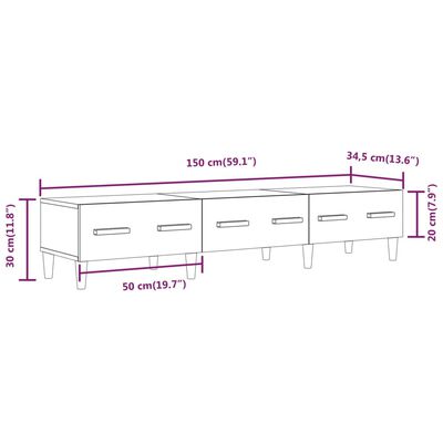 vidaXL Έπιπλο Τηλεόρασης Καφέ Δρυς 150x34,5x30 εκ. Επεξεργασμένο Ξύλο