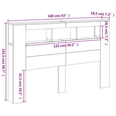 vidaXL Κεφαλάρι Κρεβατιού με LED Λευκό 160x18,5x103,5 εκ Επεξεργ. Ξύλο