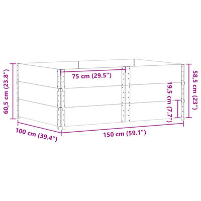 vidaXL Ζαρντινιέρα Κήπου Μαύρη 150x100 εκ. από Μασίφ Ξύλο Πεύκου