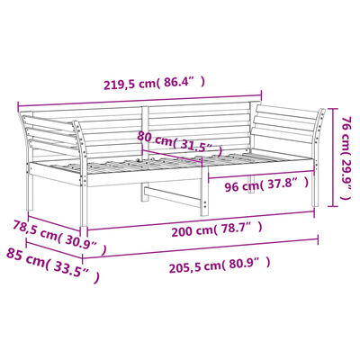 vidaXL Καναπές Κρεβάτι Χωρίς Στρώμα Καφέ 80x200 εκ. Μασίφ Ξύλο Πεύκου