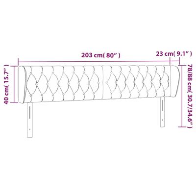 vidaXL Κεφαλάρι με Πτερύγια Σκούρο Γκρι 203x23x78/88 εκ. Βελούδινο