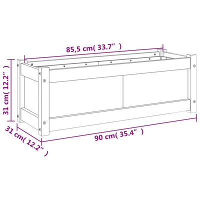 vidaXL Ζαρντινιέρα Καφέ Κεριού 90 x 31 x 31 εκ. από Μασίφ Ξύλο Πεύκου