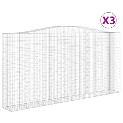 vidaXL Συρματοκιβώτια Τοξωτά 3 τεμ. 400x50x200/220 εκ. Γαλβαν. Ατσάλι