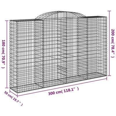 vidaXL Συρματοκιβώτιο Τοξωτό 300x50x180/200εκ. από Γαλβανισμένο Χάλυβα