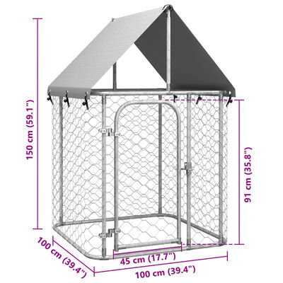 vidaXL Κλουβί Σκύλου Εξωτερικού Χώρου 100 x 100 x 150 εκ. με Στέγαστρο