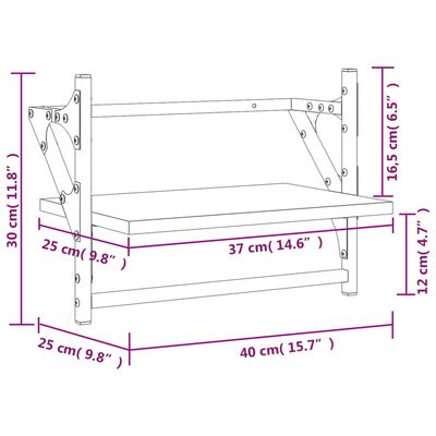 vidaXL Ράφια Τοίχου με Μπάρα 2 τεμ. Καφέ Δρυς 40 x 25 x 30 εκ.