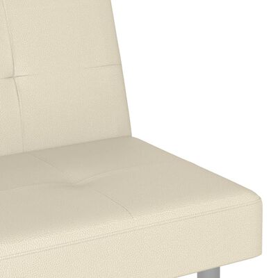 vidaXL Καναπές Κρεβάτι με Ποτηροθήκες Κρεμ από Συνθετικό Δέρμα