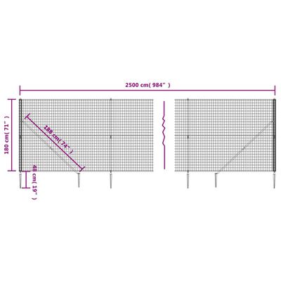 vidaXL Συρματόπλεγμα Περίφραξης Πράσινο 1,8 x 25 μ. με Καρφωτές Βάσεις