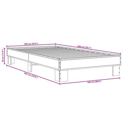 vidaXL Πλαίσιο Κρεβατιού Καπνιστή Δρυς 100x200εκ. Επεξ. Ξύλο & Μέταλλο