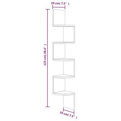 vidaXL Γωνιακή Ραφιέρα Τοίχου Καπνιστή Δρύς 19x19x123εκ από Επεξ. Ξύλο