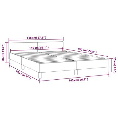 vidaXL Σκελετός Κρεβατιού Χωρίς Στρώμα Κρεμ 140x190 εκ. Υφασμάτινο