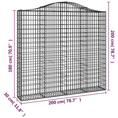 vidaXL Συρματοκιβώτια Τοξωτά 15 τεμ. 200x30x180/200 εκ. Γαλβαν. Ατσάλι