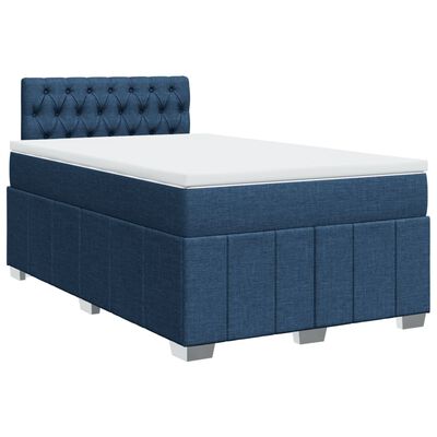 vidaXL Κρεβάτι Boxspring με Στρώμα Μπλε 120x200 εκ. Υφασμάτινο