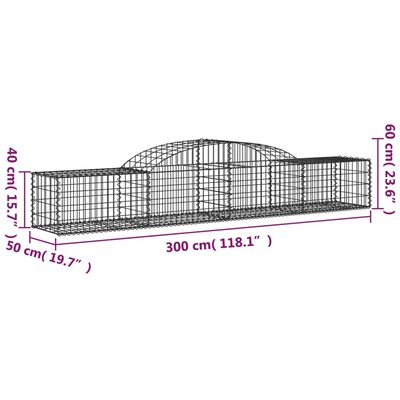 vidaXL Συρματοκιβώτια Τοξωτά 9 τεμ. 300x50x40/60 εκ. Γαλβαν. Ατσάλι