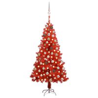 vidaXL Χριστουγεν Δέντρο Προφωτισμένο Τεχνητό Μπάλες Κόκκινο 150εκ PVC