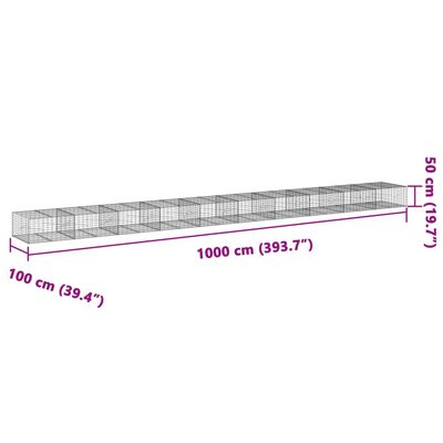 vidaXL Συρματοκιβώτιο με Κάλυμμα 1000x100x50εκ από Γαλβανισμένο Χάλυβα