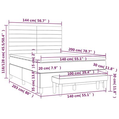 vidaXL Κρεβάτι Boxspring με Στρώμα Taupe 140x200 εκ. Υφασμάτινο