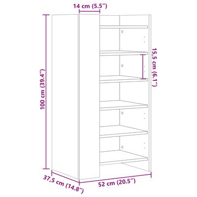 vidaXL Παπουτσοθήκη Λευκή 52x37,5x100 εκ. από Επεξεργασμένο Ξύλο