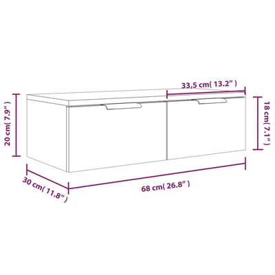 vidaXL Ντουλάπι Τοίχου Καπνιστή Δρυς 68x30x20 εκ. Επεξεργασμένο Ξύλο