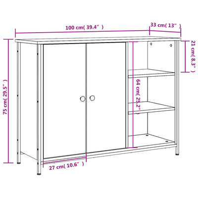 vidaXL Μπουφές Μαύρος 100x33x75 εκ. από Επεξεργασμένο Ξύλο