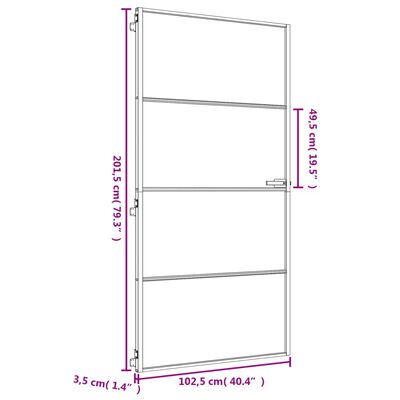 vidaXL Εσωτερική Πόρτα Χρυσή 102,5x201,5 εκ. Ψημένο Γυαλί & Αλουμίνιο