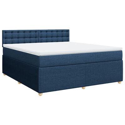 vidaXL Κρεβάτι Boxspring με Στρώμα Μπλε 180x200 εκ. Υφασμάτινο