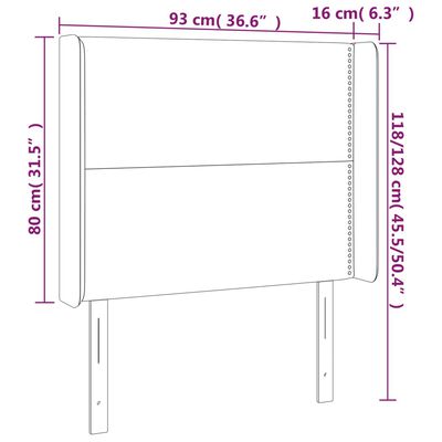 vidaXL Κεφαλάρι με Πτερύγια Σκούρο Καφέ 93x16x118/128 εκ.Υφασμάτινο