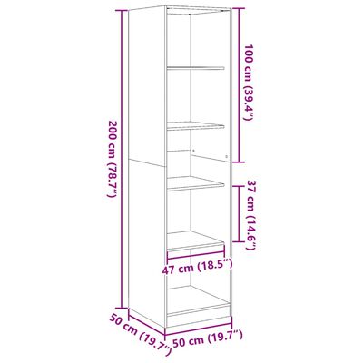 vidaXL Ντουλάπα Λευκή 50 x 50 x 200 εκ. από Επεξ. Ξύλο