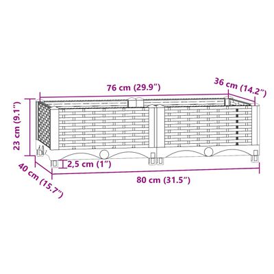 vidaXL Ζαρντινιέρα 80 x 40 x 23 εκ. από Πολυπροπυλένιο