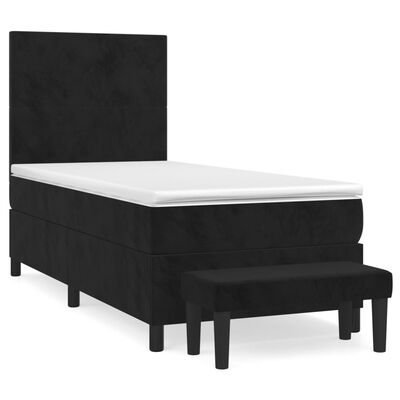 vidaXL Κρεβάτι Boxspring με Στρώμα Μαύρο 100x200 εκ. Βελούδινο